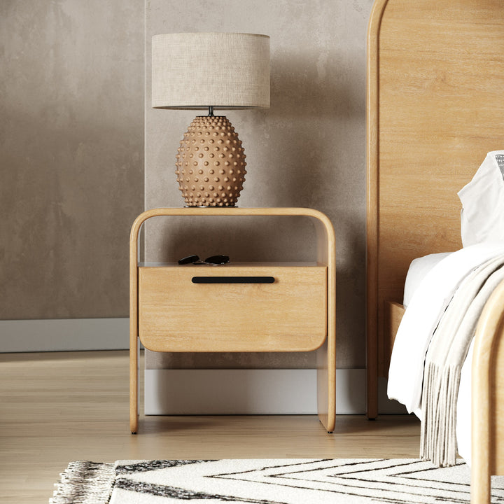 Dresden - Modern Natural Acacia 1-Drawer Nightstand Bedroom Set