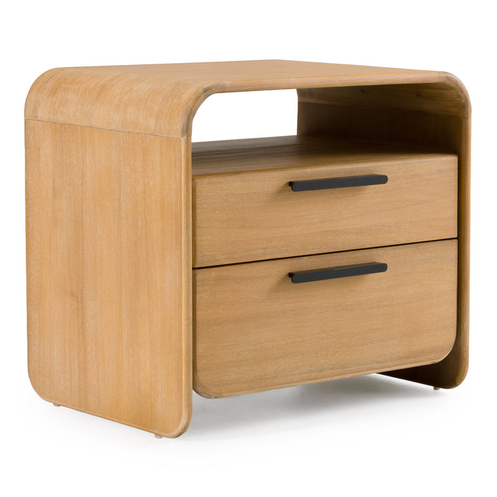 Dresden - Modern Natural Acacia 2-Drawer Nightstand Bedroom Set