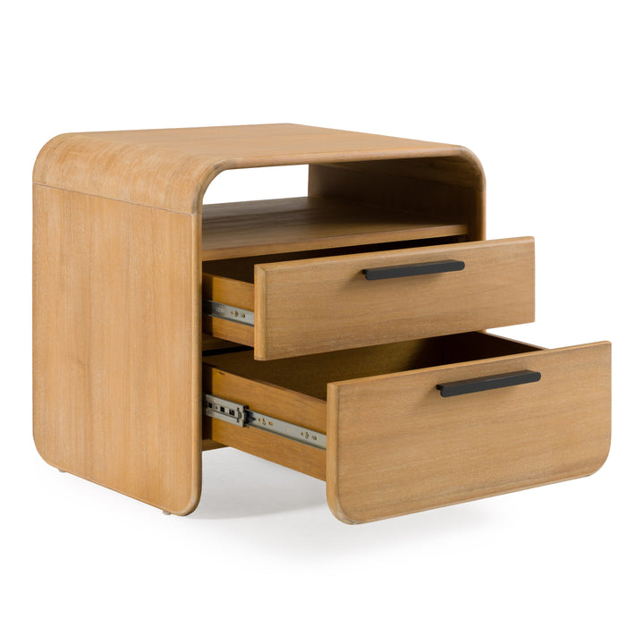 Dresden  Modern Natural Acacia 2Drawer Nightstand