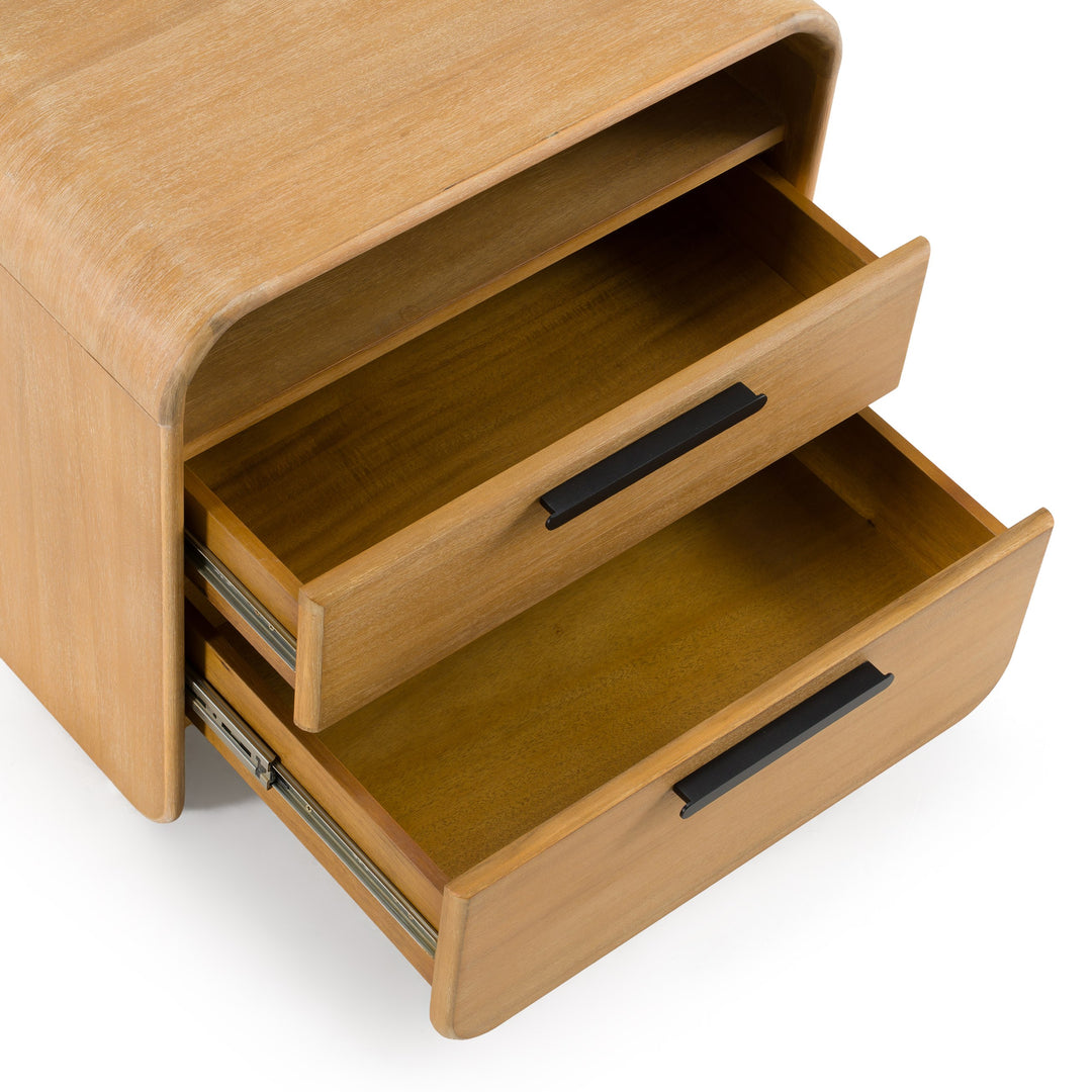 Dresden  Modern Natural Acacia 2Drawer Nightstand
