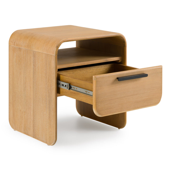 Dresden  Modern Natural Acacia 1Drawer Nightstand