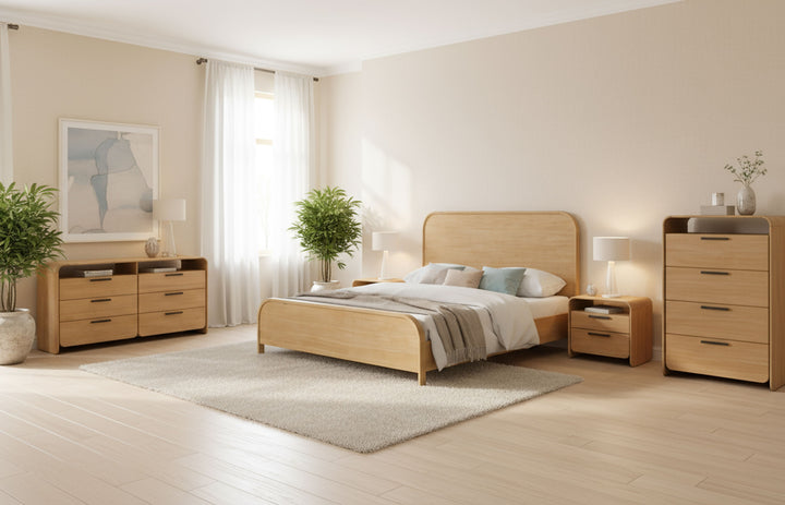 Dresden  Modern Natural Acacia Bed