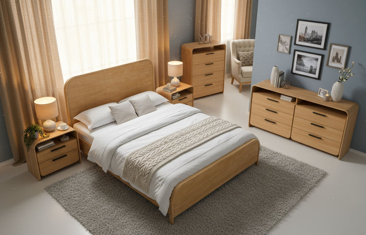 Dresden  Modern Natural Acacia Bed