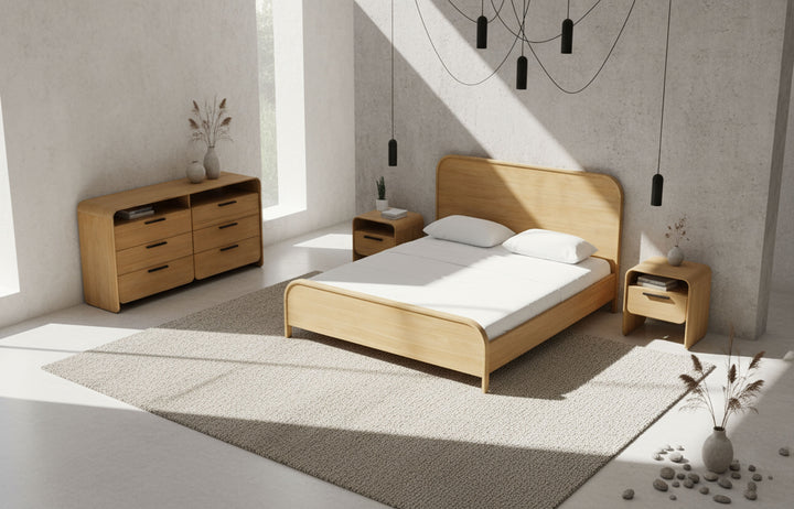 Dresden - Modern Natural Acacia 1-Drawer Nightstand