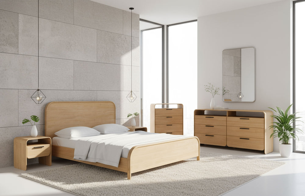 Dresden - Modern Natural Acacia 1-Drawer Nightstand - View 9