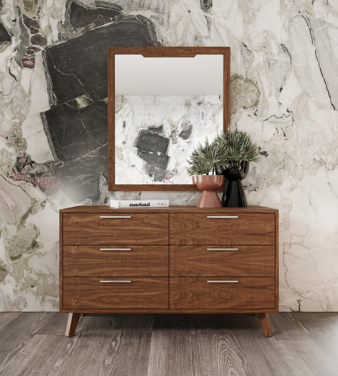 Soria Mid-Century Walnut Mirror