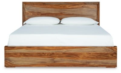 Dressonni California King Panel Bed - Light Brown Panel Bed modern furniture Contempo Furniture