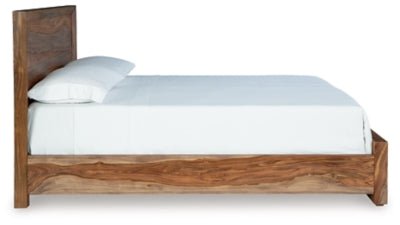 Dressonni King Panel Bed - Light Brown Panel Bed modern furniture Contempo Furniture
