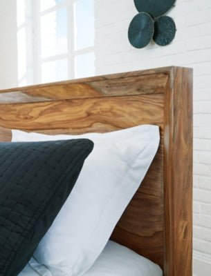 Dressonni King Panel Bed - Light Brown Panel Bed modern furniture Contempo Furniture