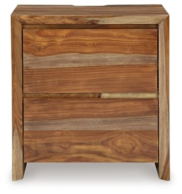 Dressonni Nightstand - Light Brown Nightstand w/ Charging Station modern furniture Contempo Furniture