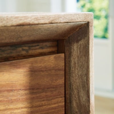 Dressonni Nightstand - Light Brown Nightstand w/ Charging Station modern furniture Contempo Furniture