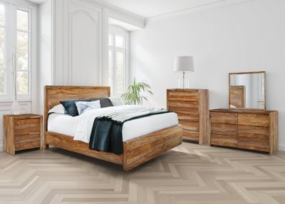 Dressonni Queen Panel Bed - Light Brown Panel Bed modern furniture Contempo Furniture