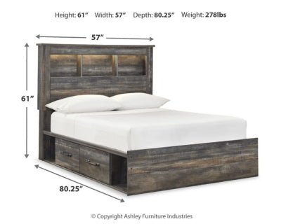 Drystan Full Bookcase Bed with 4 Storage Drawers - Dark Gray Storage Bed modern furniture Contempo Furniture