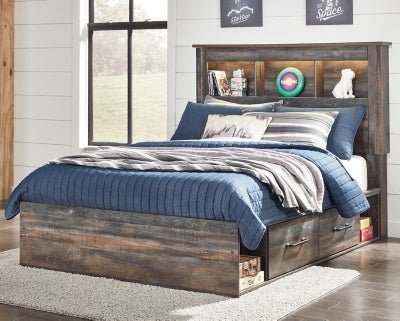 Drystan Full Bookcase Bed with 4 Storage Drawers - Dark Gray Storage Bed modern furniture Contempo Furniture