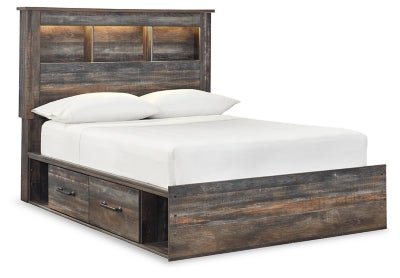 Drystan Full Bookcase Bed with 4 Storage Drawers - Dark Gray | Ashley Furniture