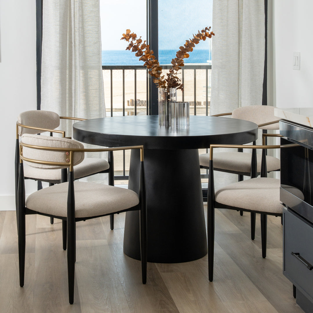 Desoto  Modern Black Concrete Round Dining Table
