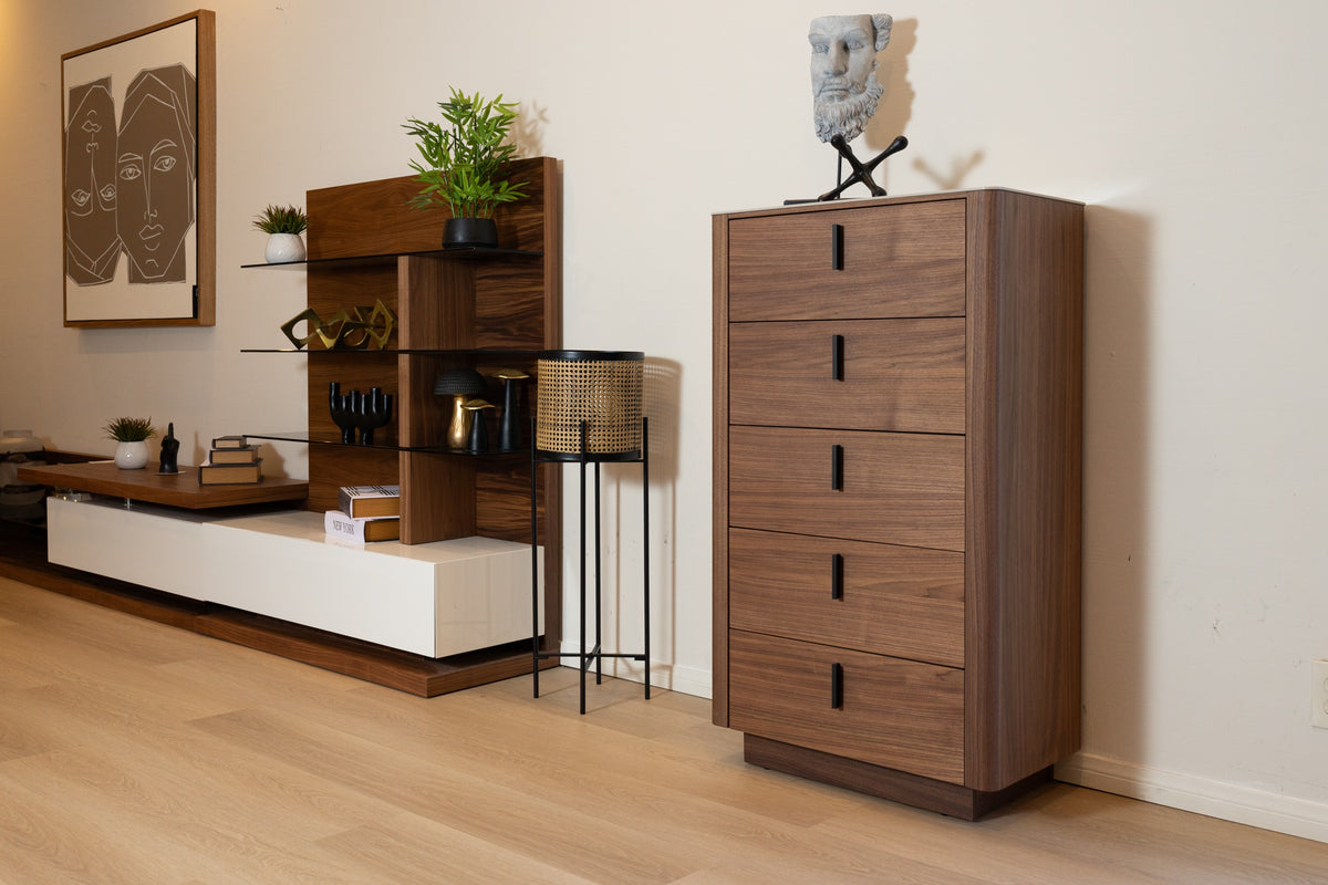 Chelton- Contemporary Walnut and White Ceramic Chest - View 2