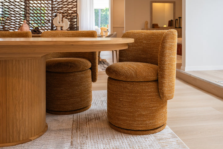 Norris  Modern Mustard Fabric Swivel Dining Chair