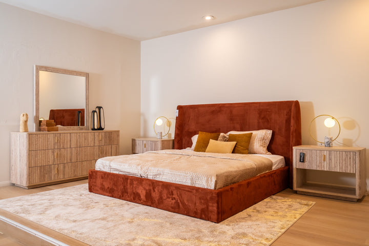 Roma - Modern Faux Travertine + Gold Dresser