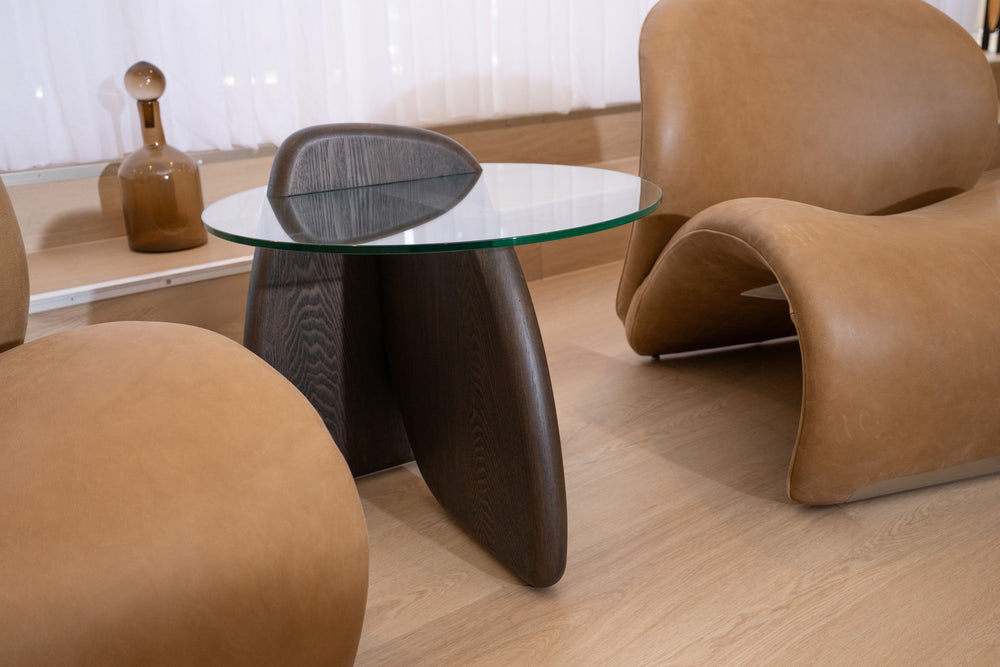 Buxton - Mid-Century Modern Glass + Dark Walnut End Table - View 2