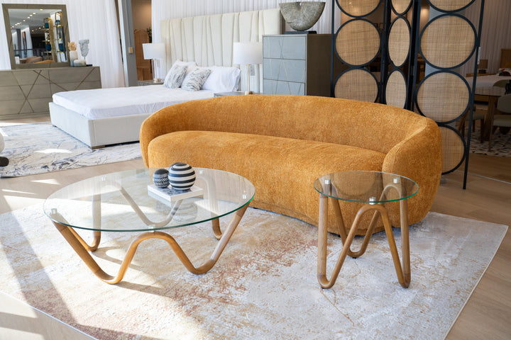 Lassen - Modern Glass &amp; Walnut End Table