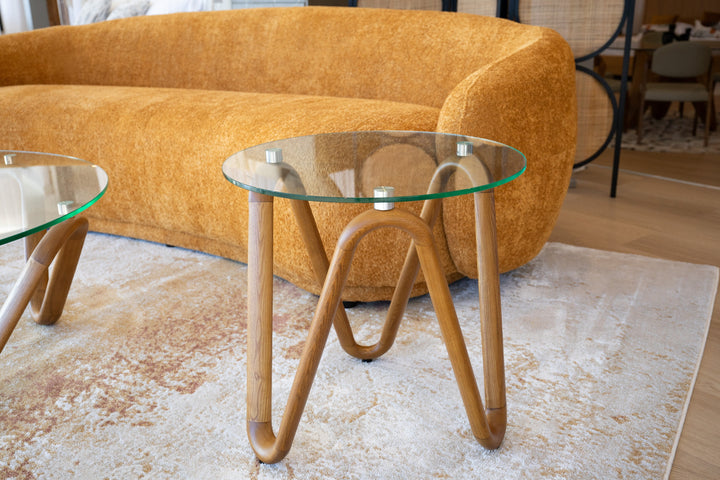 Lassen - Modern Glass &amp; Walnut End Table