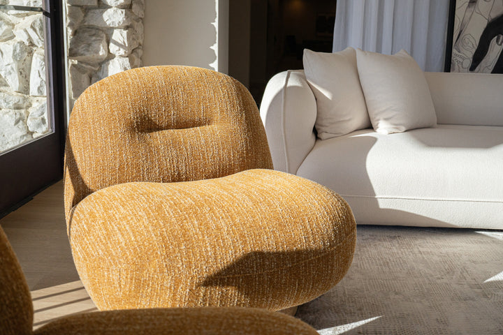 Renee - Modern Mustard Fabric Swivel Accent Chair