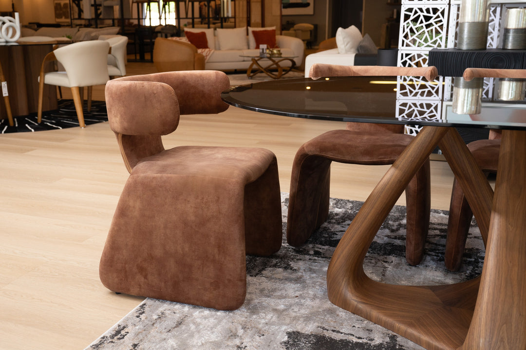 Bergman - Modern Brown Velvet Dining Chair