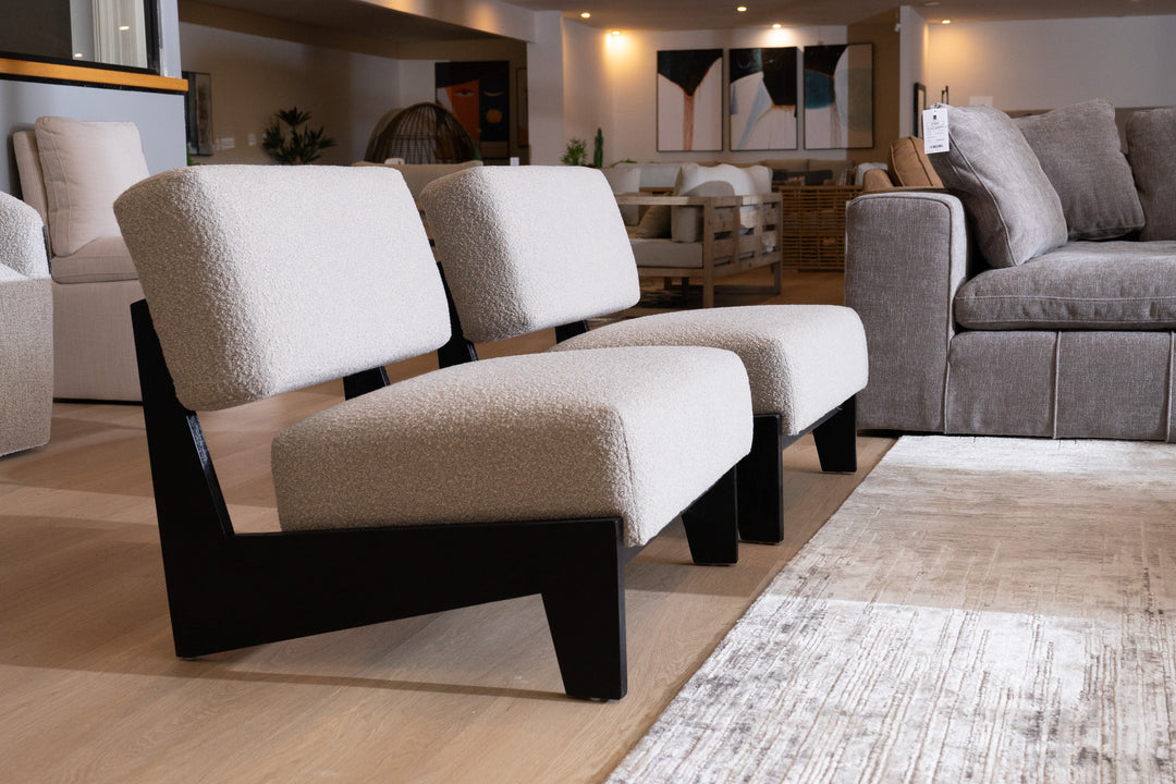 Tucker - Mid-Century Modern Light Grey Fabric  Black Walnut Accent Chair