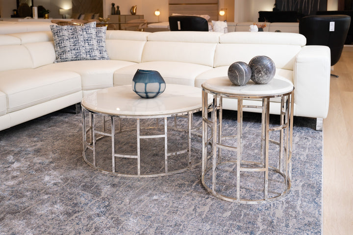 Silvan Modern Marble & Stainless Steel End Table