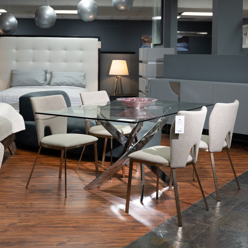 Pyrite Modern Rectangular Glass Dining Table - View 6