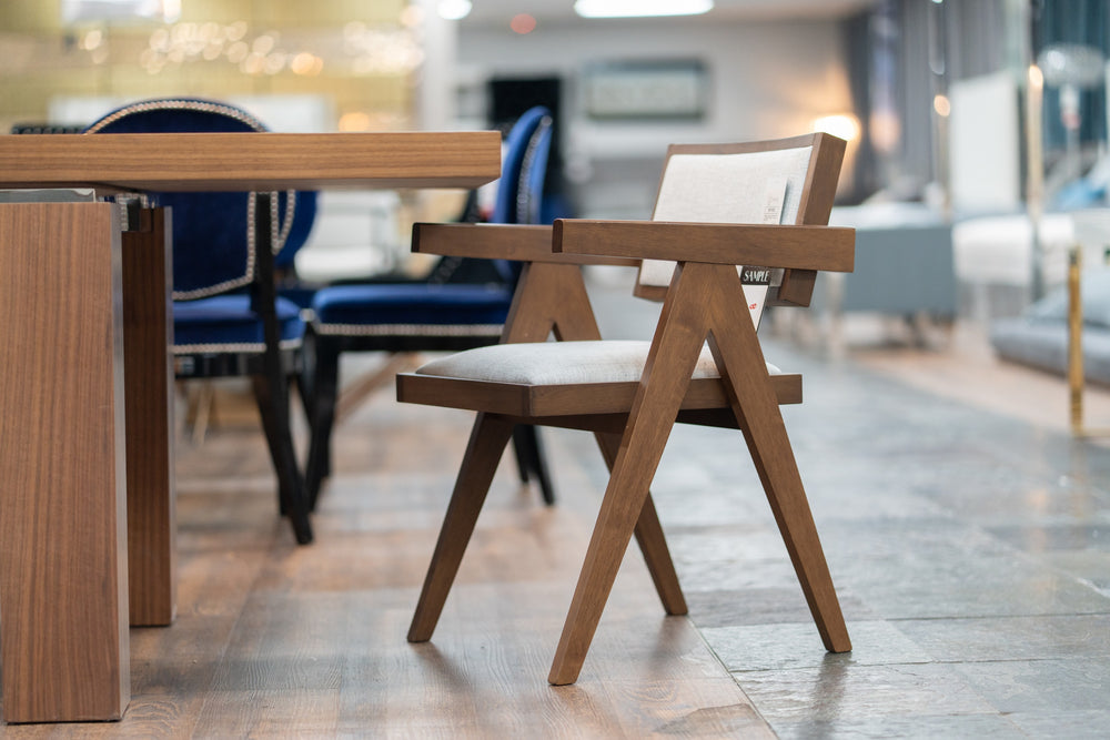 Fern - Modern Walnut and Beige Dining Chair Set of 2