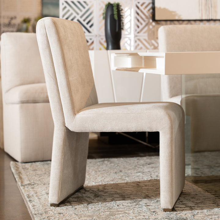 Bounty - Modern Beige Fabric + Antique Brass Dining Chair (Set of 2)