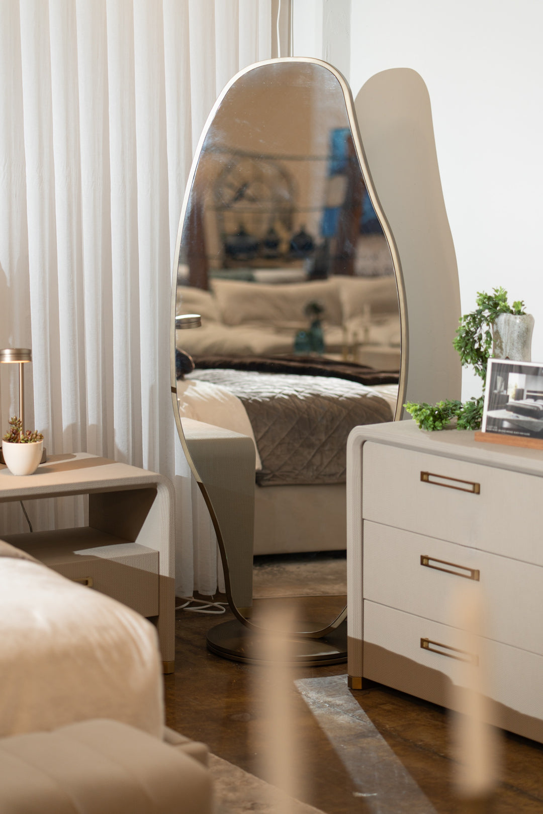 Esteem  Modern Antique Brass Freestanding Mirror