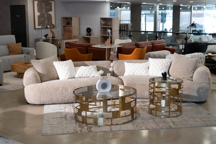 Trevor - Modern Tan Fabric Curved Sectional
