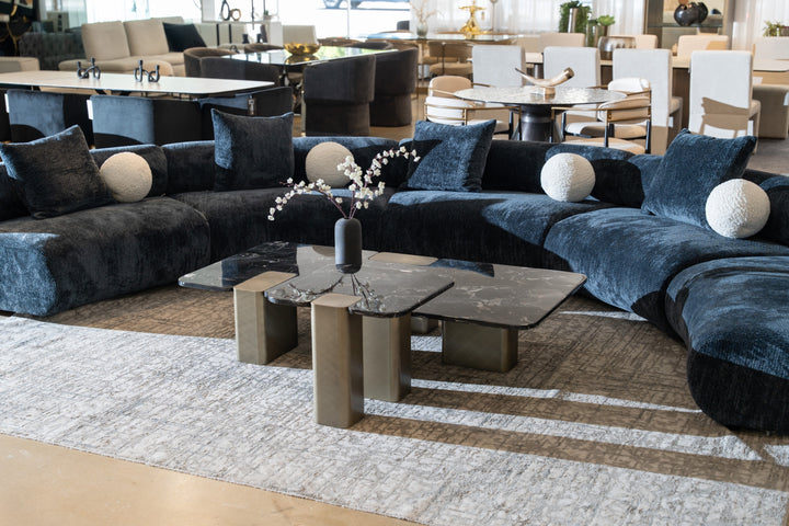 Quest - Modern Black Rose Marble + Antique Brass Coffee Table