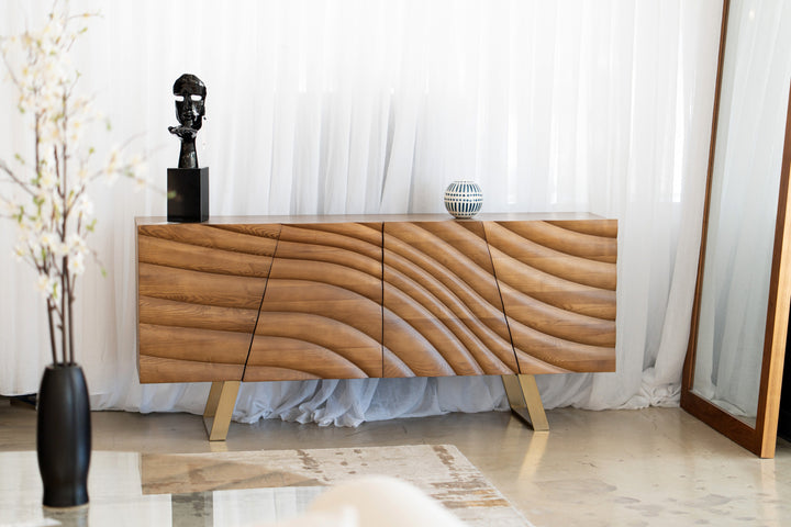 Finley Mid-Century Walnut &amp; Gold Buffet