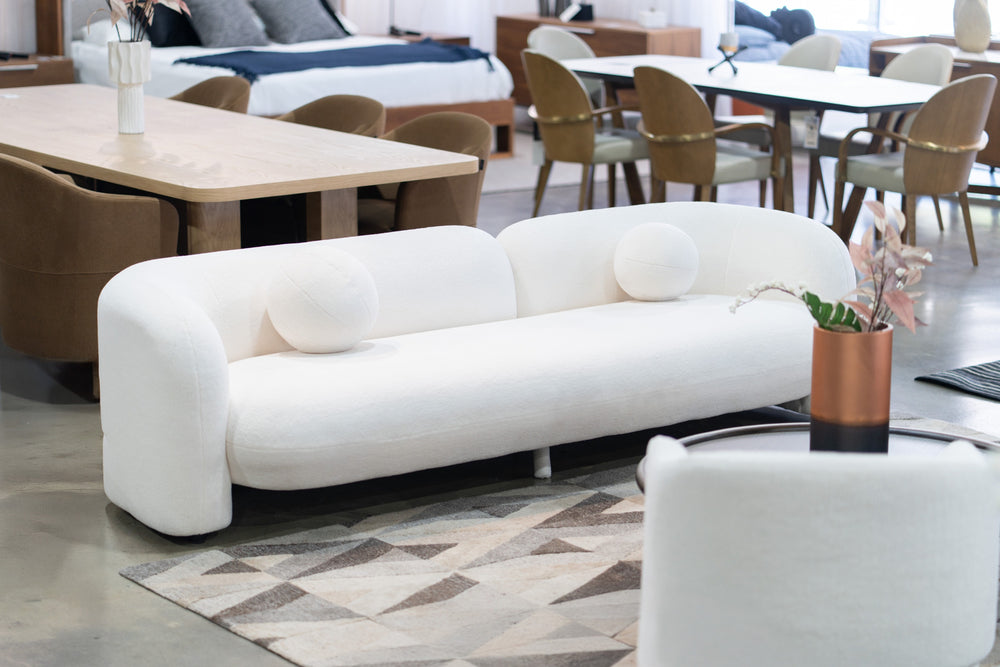 Khan Modern 4-Seater Off White Fabric Sofa - View 5
