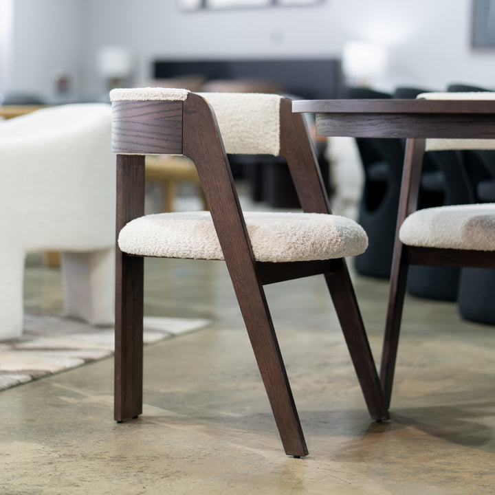 Washington - Modern Cream Fabric + Brown Oak Dining Chair (Set of 2)