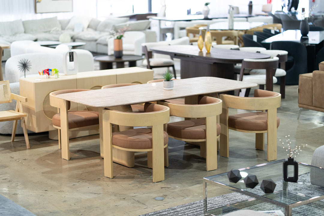 Osaka  Modern Natural Ash + Rust Fabric Dining Chair