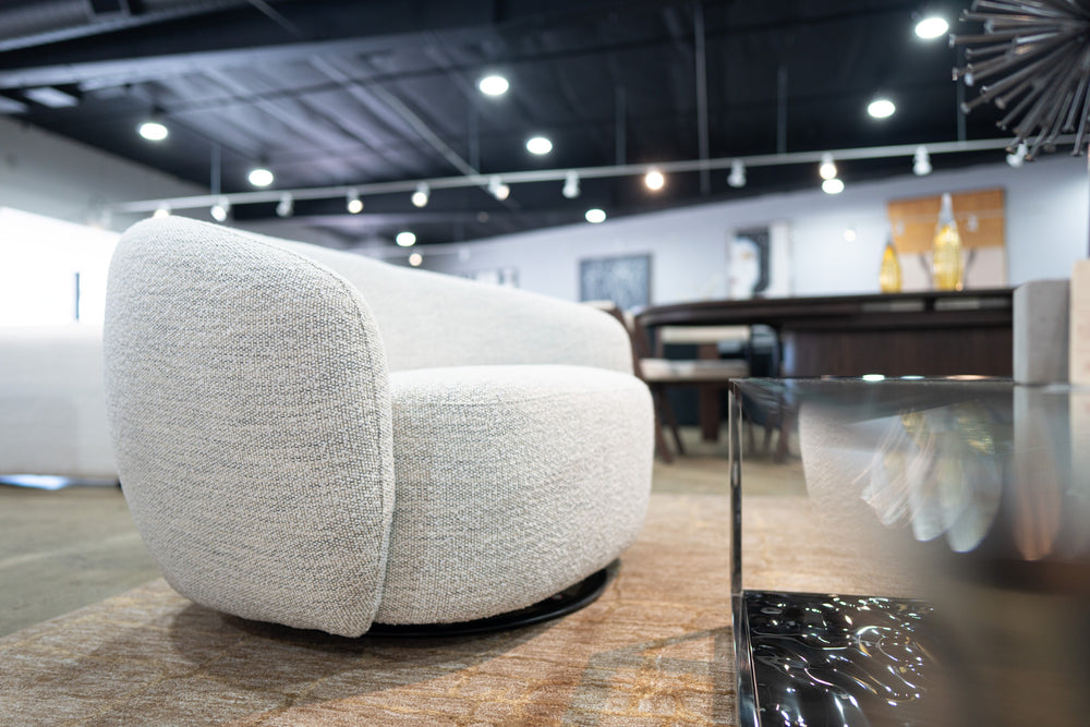 Omaha - Modern Swivel Off White Fabric Chair - View 5