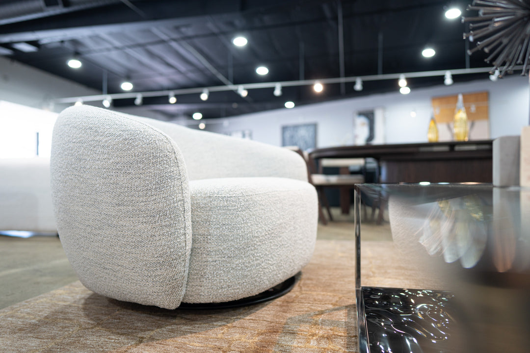 Omaha - Modern Swivel Off White Fabric Chair