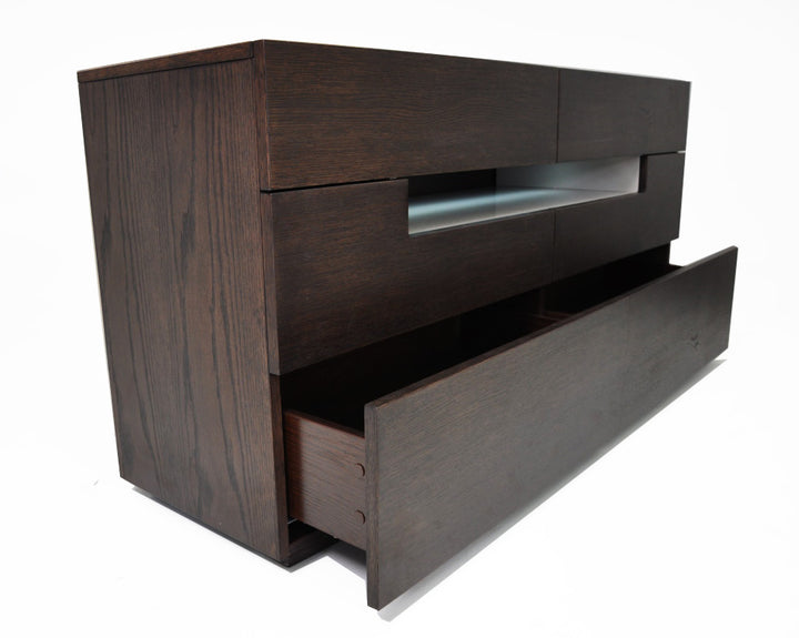 Ceres - Contemporary Brown Oak and Grey Dresser with LED Light