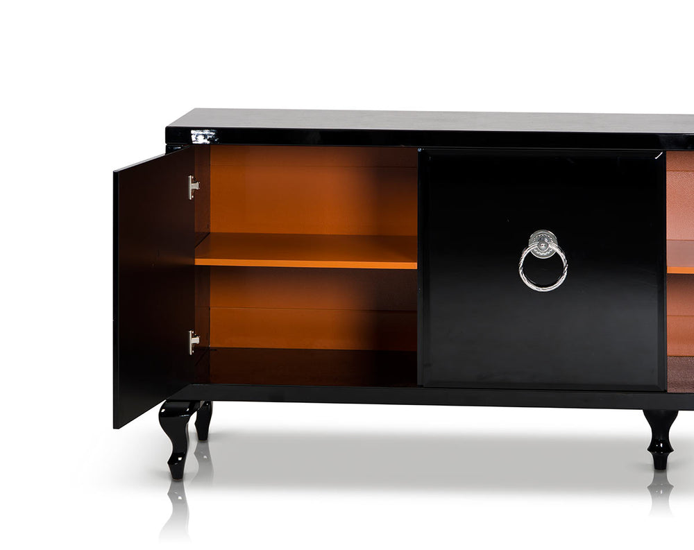 Bellagio Transitional Black Crocodile Lacquer Buffet - View 10