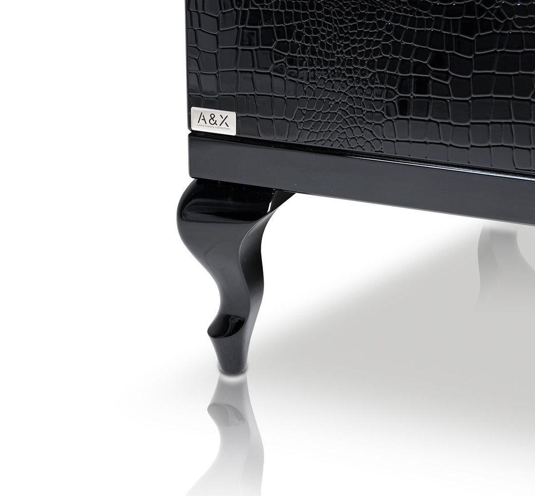 Bellagio Transitional Black Crocodile Lacquer Buffet