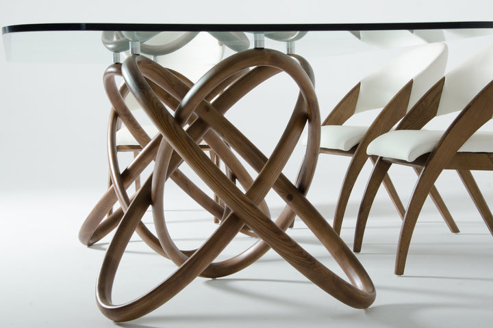 Mason Modern Glass & Walnut Dining Table