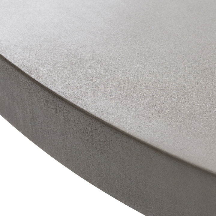 Duncan  Modern Faux Concrete + Walnut Round Dining Table