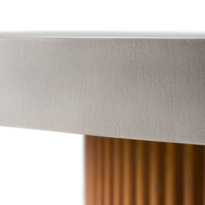 Duncan  Modern Faux Concrete + Walnut Round Dining Table