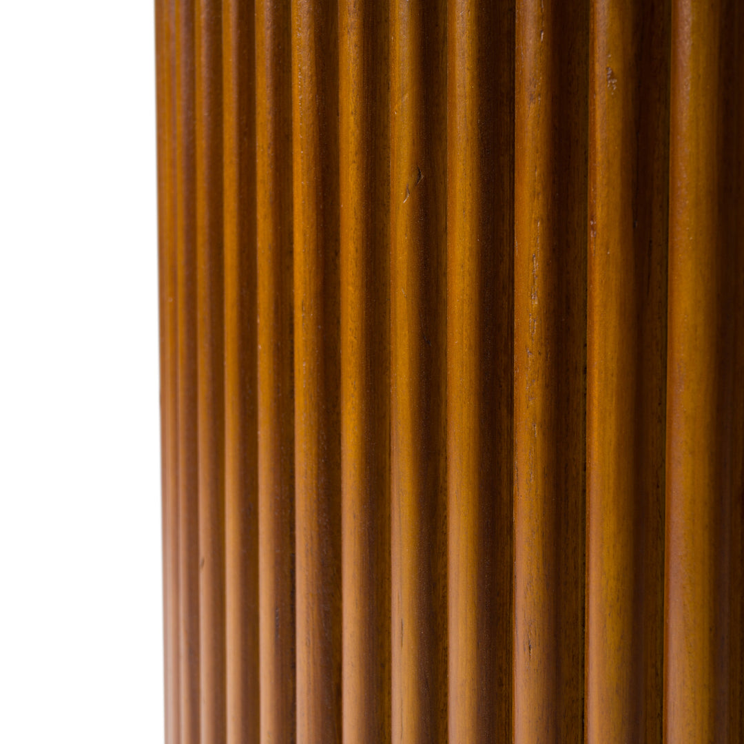 Duncan  Modern Faux Concrete + Walnut Round Dining Table