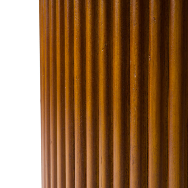 Duncan  Modern Faux Concrete + Walnut Round Dining Table